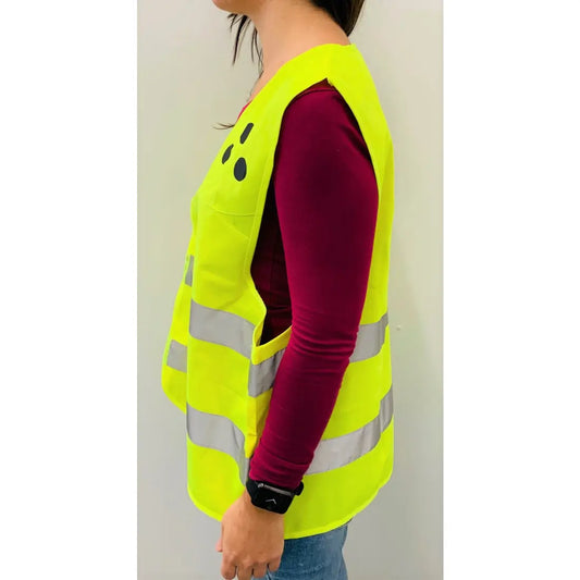 Warnweste bedruckt gelb mit 3 schwarzen Punkten - Verkehrsschutz