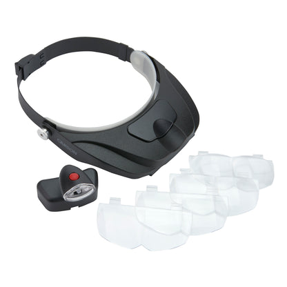 Carson MagniVisor Deluxe CP-60 – Komfort-Kopflupe mit LED 4 Wechsellinsen (Schwarz)