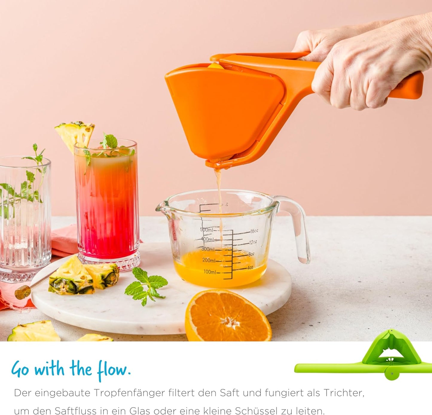 Dreamfarm FLUICER Orangenpresse – kraftvoll, flach faltbar, spülmaschinenfest