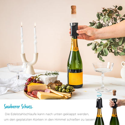 Dreamfarm Champop – sicherer Champagnerflaschenöffner mit Kork-Fangbügel (Schwarz)