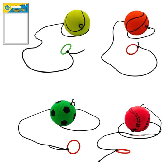 Ball an Gummiband 4,5 cm – Rückschlagball mit Gummiseil, verschiedene Farben