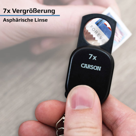 Carson Clip &amp; View GN-70 – 7× Pop-Up Lupe mit Schlüsselanhänger