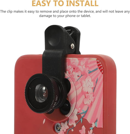 Hemobllo 3-in-1 Handyobjektiv – Weitwinkel, Makro & Fisheye Clip-On, Schwarz