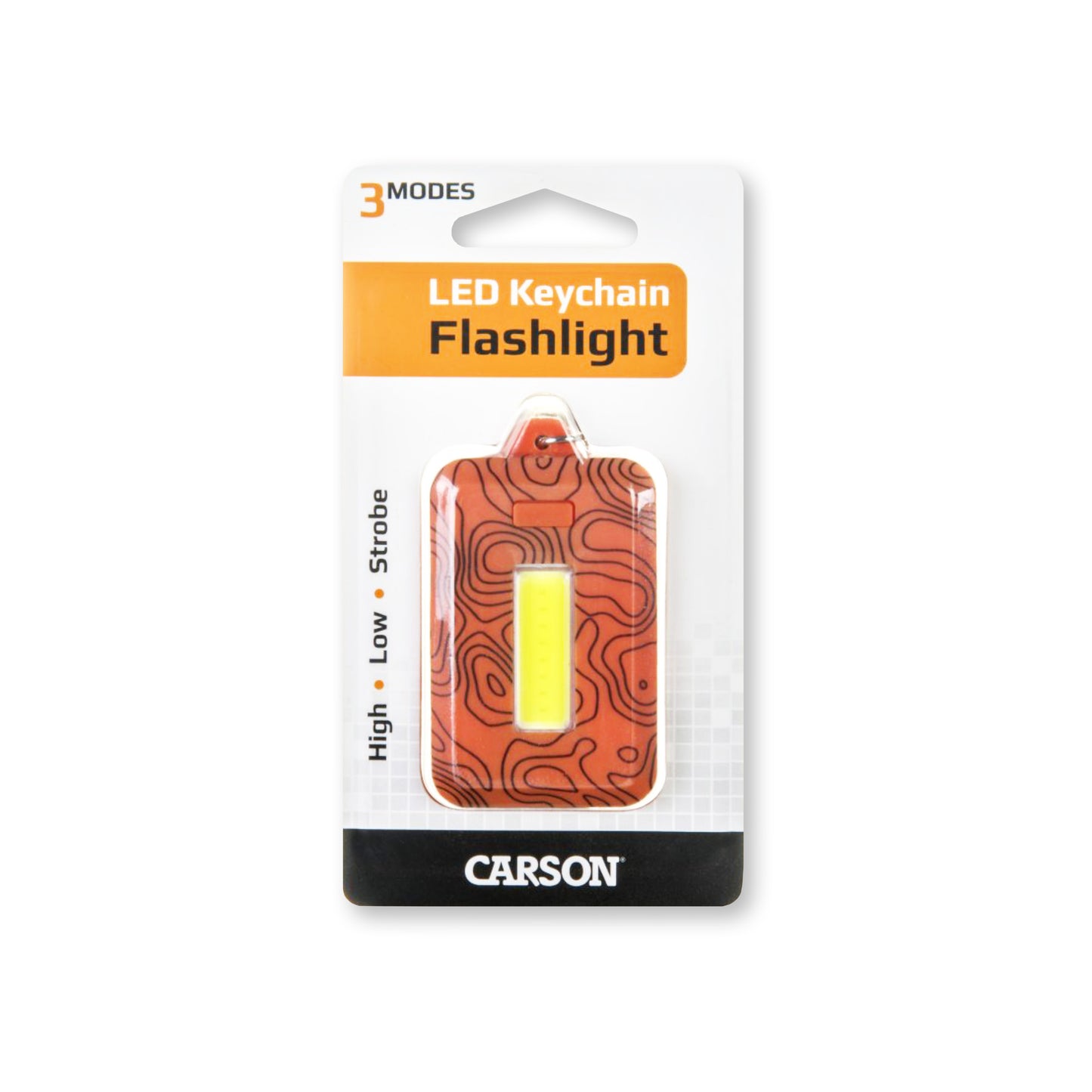 Carson COB LED Schlüsselanhänger-Taschenlampe KL-10OR – 3 Modi inkl. Stroboskop (Orange)