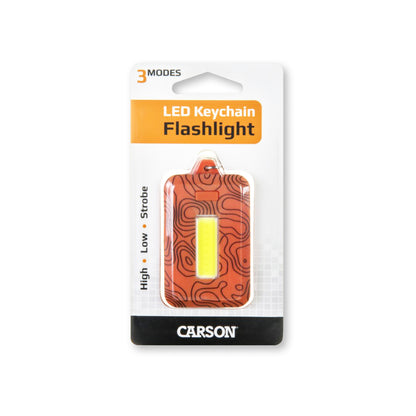 Carson COB LED Schlüsselanhänger-Taschenlampe KL-10OR – 3 Modi inkl. Stroboskop (Orange)