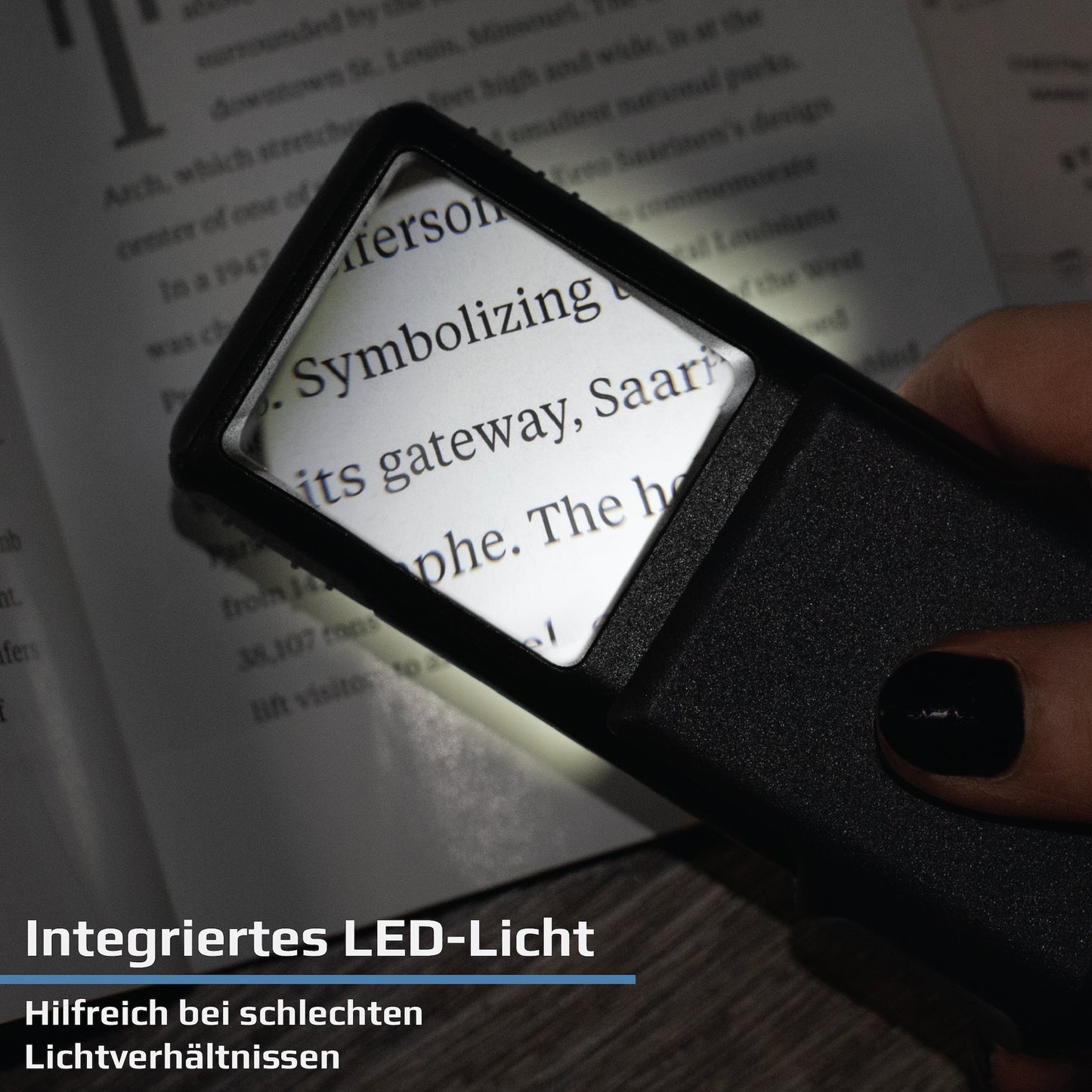 Carson MiniBrite PO-55 – 5× Taschenlupe mit Schutzhülle & LED (Schwarz)