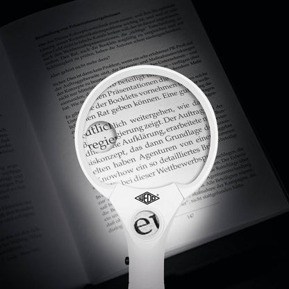 WEDO Profi-Lupe 2717550 – 3 LEDs, 2,5× / 4,5× / 12× Vergrößerung