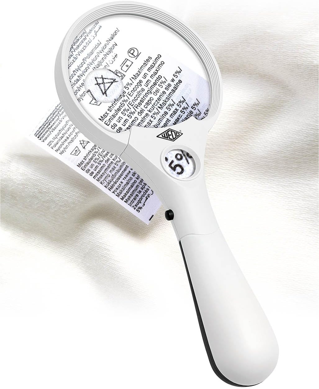 WEDO Profi-Lupe 2717550 – 3 LEDs, 2,5× / 4,5× / 12× Vergrößerung