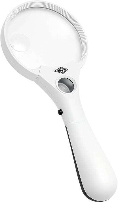 WEDO Profi-Lupe 2717550 – 3 LEDs, 2,5× / 4,5× / 12× Vergrößerung