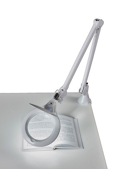 Standlupe 501427 – 1,75× mit LED-Beleuchtung, Standfuss & Tischklemme (Ø 125 mm)