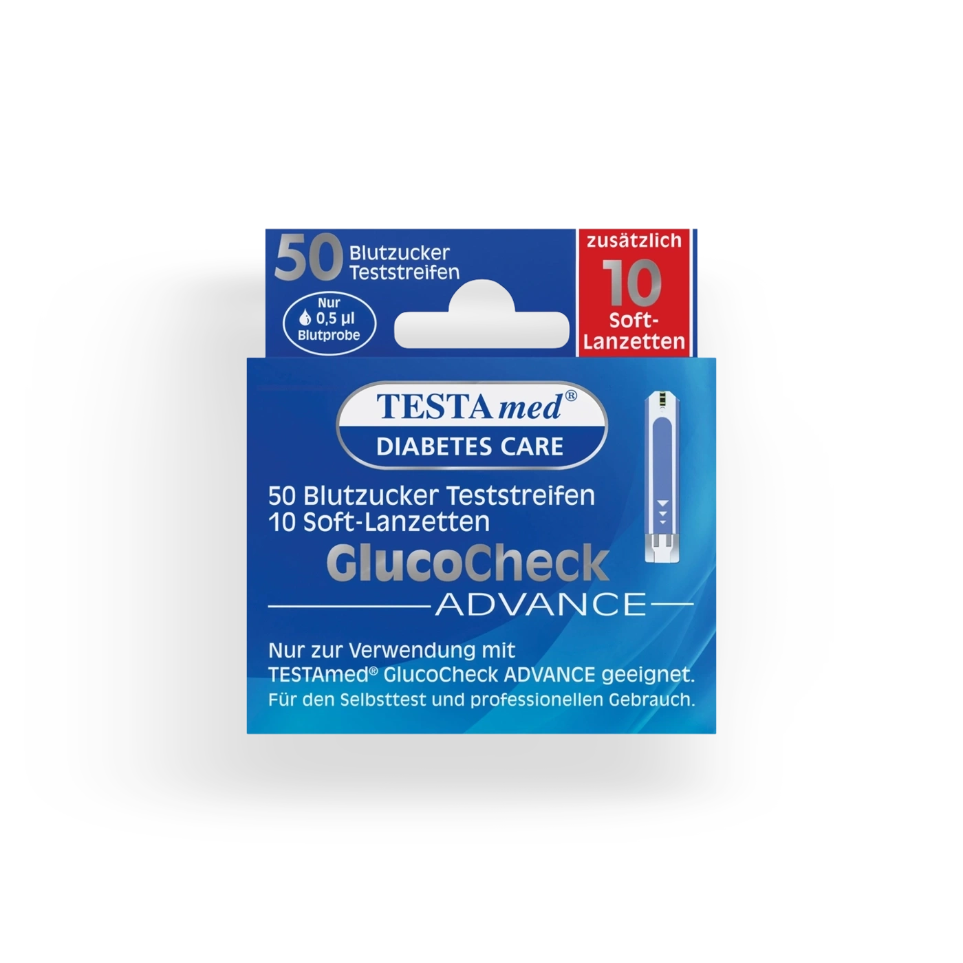 GlucoCheck Advance Blutzuckerteststreifen + 10 Soft-Lanzetten