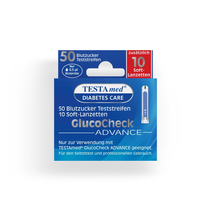 GlucoCheck Advance Blutzuckerteststreifen + 10 Soft-Lanzetten