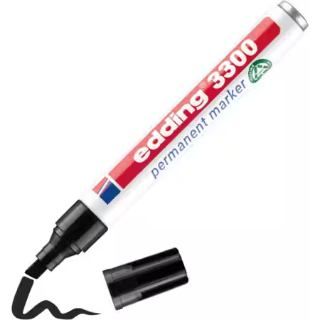 edding 3300 Permanentmarker 100% Recycelt Mittel Rundspitze 1,5 - 3 mm Schwarz Nachfüllbar Wasserbeständig