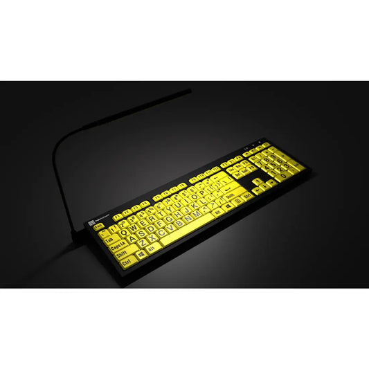 Logickeyboard Large Print - Black on Yellow NERO Slimline Keyboard – PC DE - Alltagshilfe