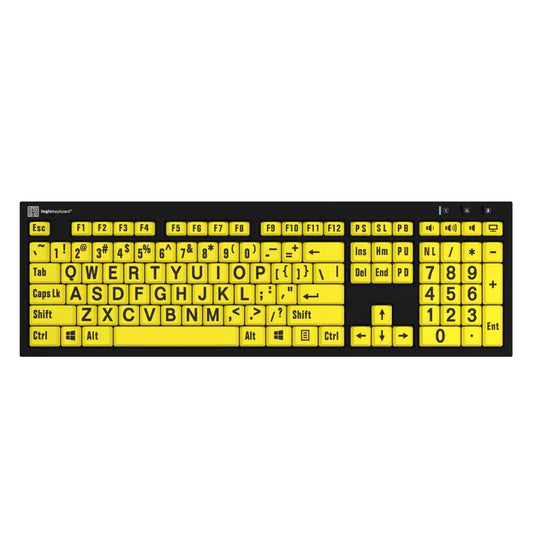 Logickeyboard Large Print - Black on Yellow NERO Slimline Keyboard – PC DE - Alltagshilfe
