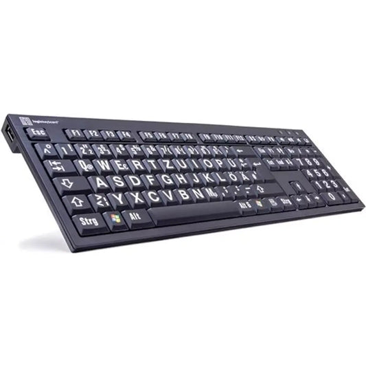 LogicKeyboard XL Print PC Slim Line NERO - Tastatur - USB - Deutsch - Weiß auf Schwarz - mit LogicLight - Alltagshilfe