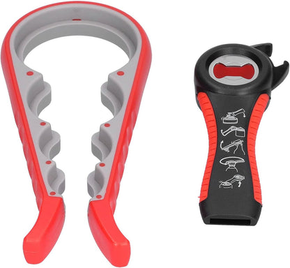 Multifunktionaler Dosenöffner 5-in-1 – 2er-Set (rot + schwarz)