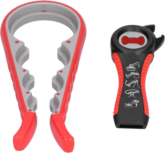 Multifunktionaler Dosenöffner 5-in-1 – 2er-Set (rot + schwarz)