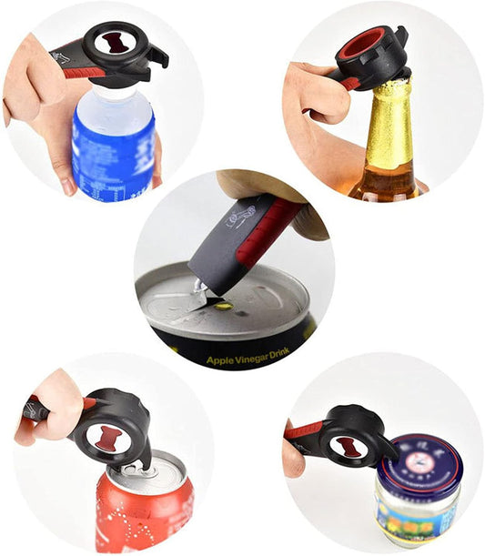 Multifunktionaler Dosenöffner 5-in-1 – 2er-Set (rot + schwarz)