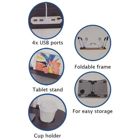 Soundlogic faltbarer Tisch mit USB Ports - Bürobedarf