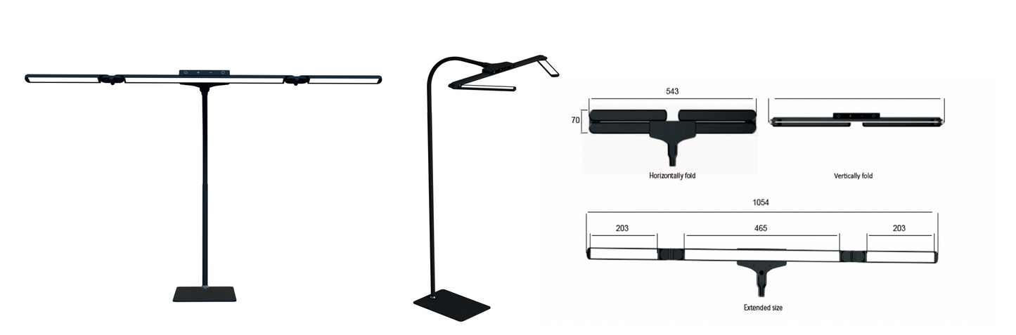 Light & Vision Tri-Lux Pro 3-in-1 Lampe (EU-Stecker) – Steh-, Tisch- & Klemmleuchte in einem