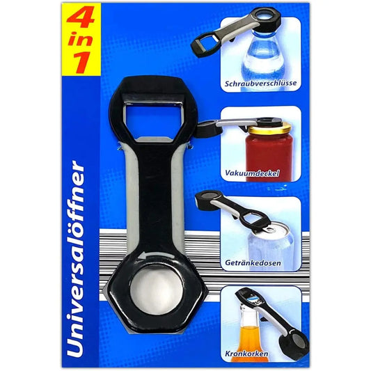 Universalöffner 4-in-1 – Der vielseitige Küchenhelfer für Flaschen Gläser & Dosen - Alltagshilfe